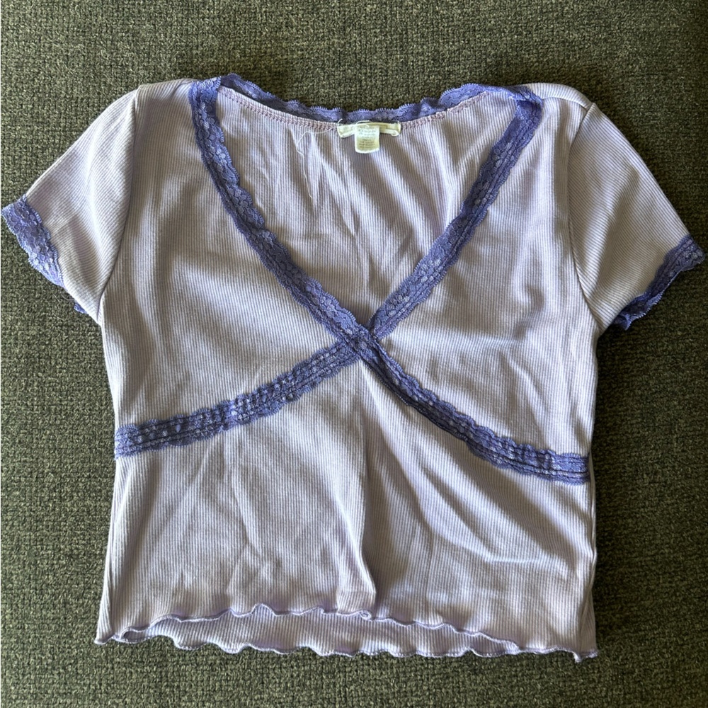 Full Tilt Purple Lace Trim Top